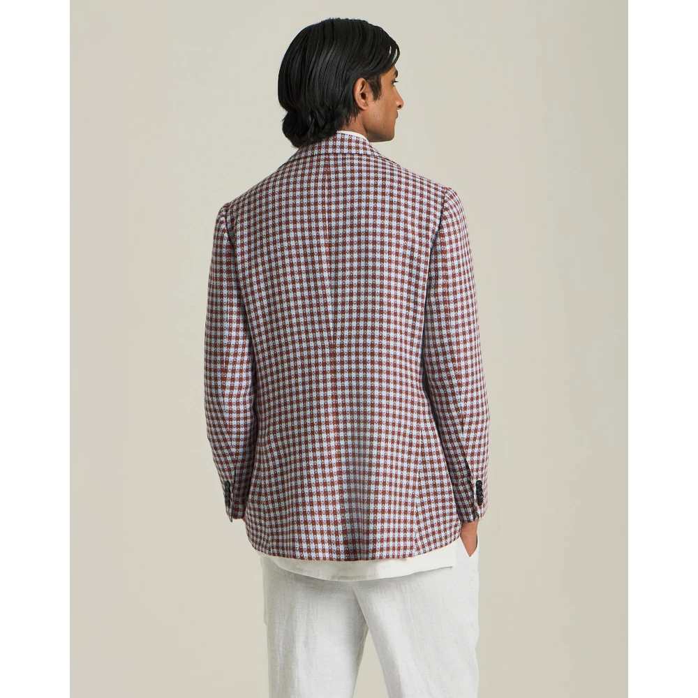 Kiton Micro Check Cashmere Blend Blazer Multicolor Heren