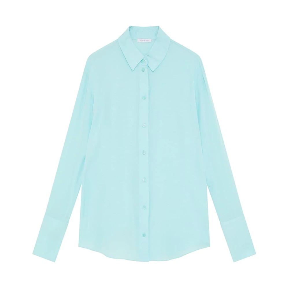 PATRIZIA PEPE Essentiële Twill Viscose Overhemd Blue Dames