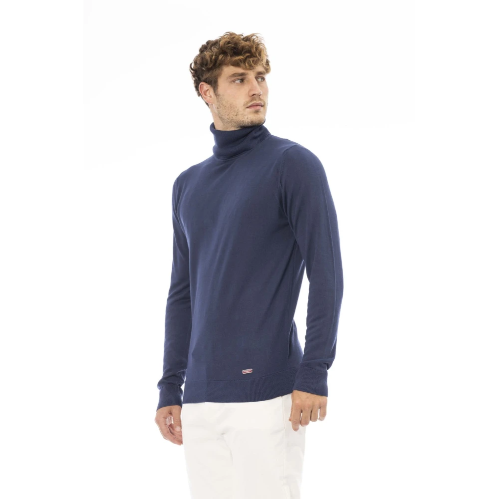 Baldinini Trendy Sweater Lange Mouwen Geribbeld Blue Heren