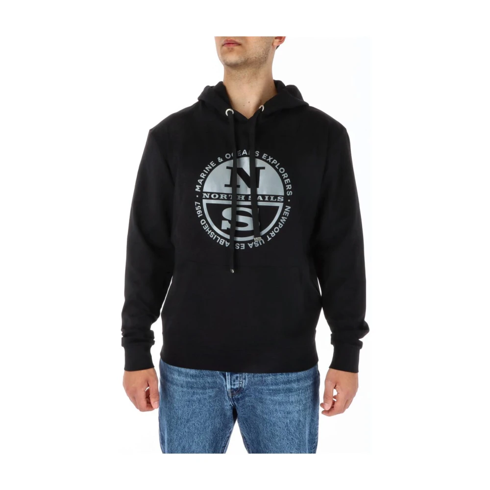 North Sails Logo Hoodie - Male - Hoodies - Black - 2XL - Sweatshirts & Hoodies