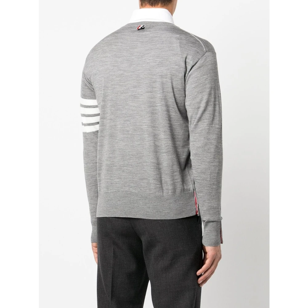 Thom Browne Grijze 4-Bar Crew Neck Jumper Gray Heren