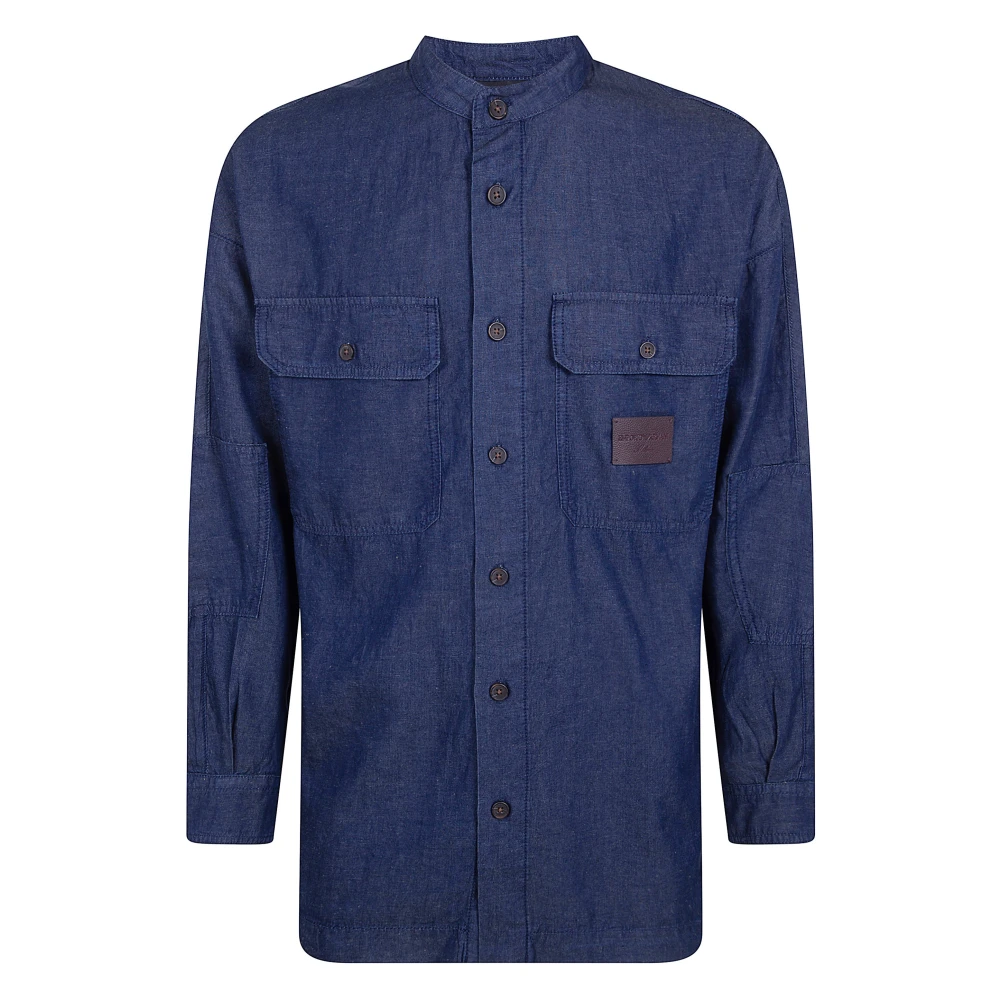 Emporio Armani Herr Blå Skjortor M, Denim, Denimskjorta