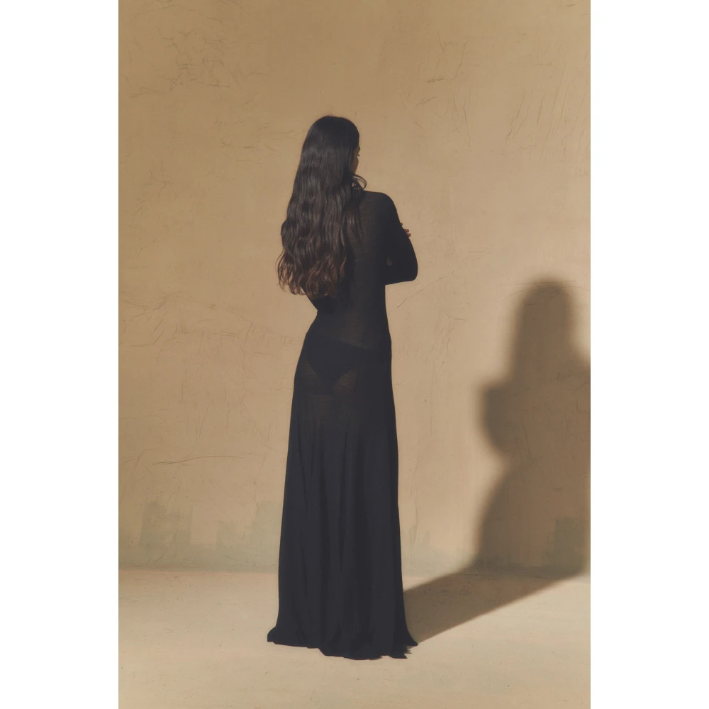 Cortana Zwarte wollen jurk met godets Black Dames