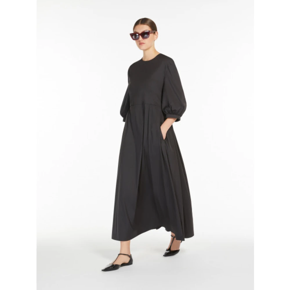 Max Mara Pofmouw Katoenen Jurk Black Dames
