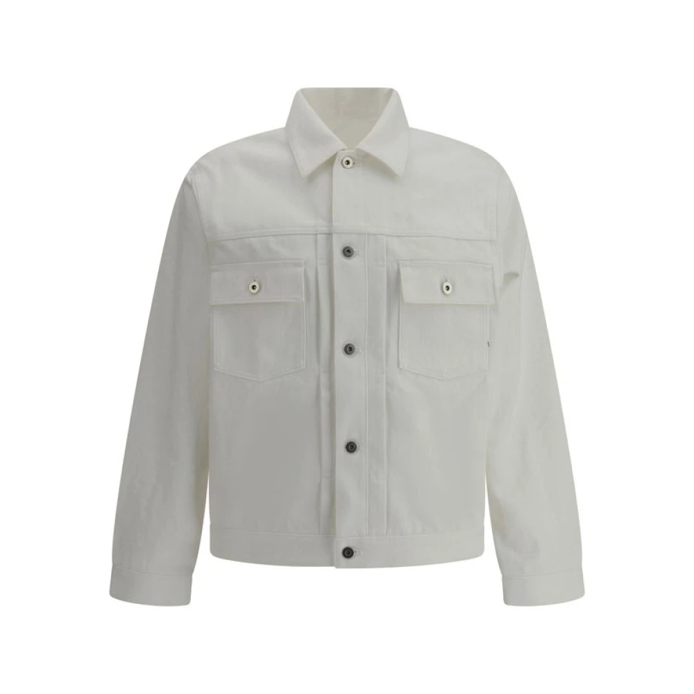Jil Sander Men's White Denim Jacket With Patch Pockets