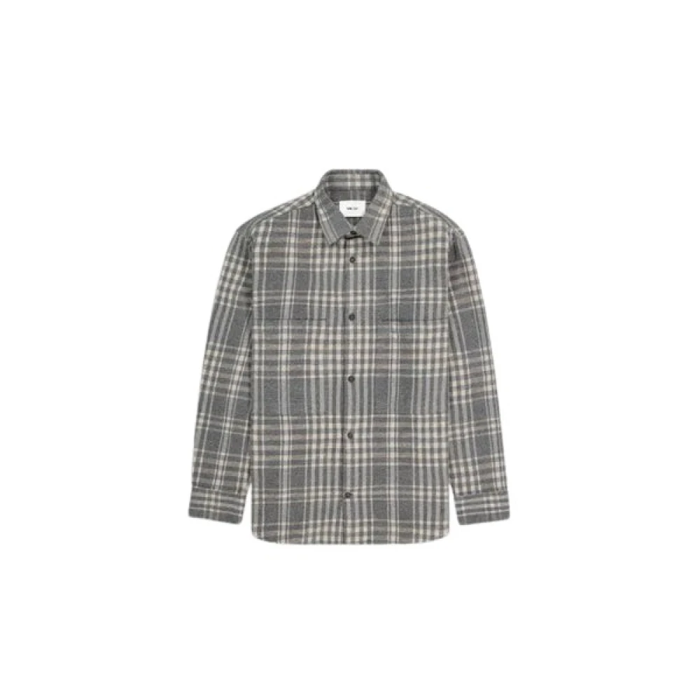 Nn07 Geruite overshirt in grijs mouliné katoen Gray Heren