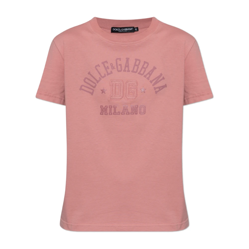 Dolce & Gabbana T-shirt met logo Pink Dames