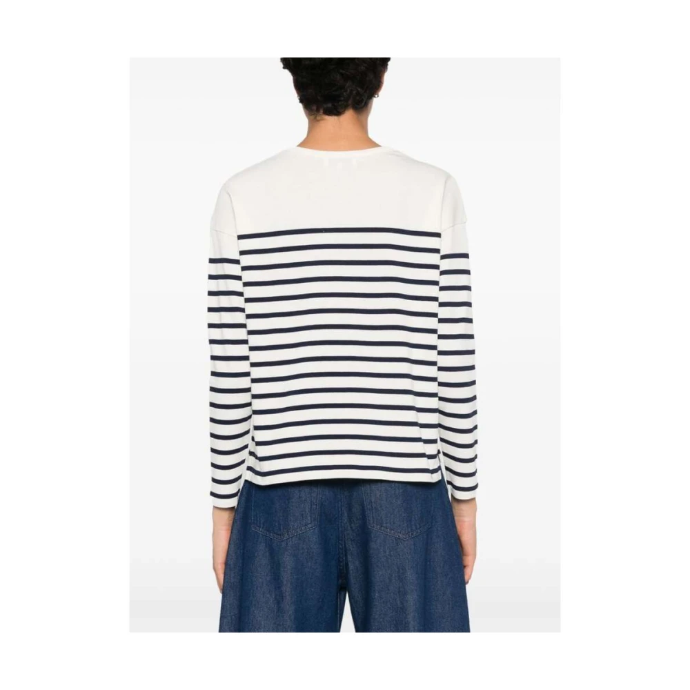 Maison Labiche Gestreepte Katoenen Trui White Dames
