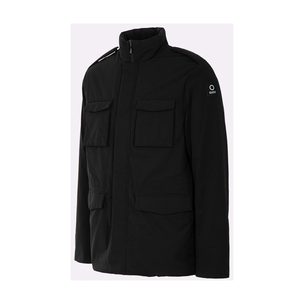 Suns Militaire Stijl Zwarte Bontjas Black Heren