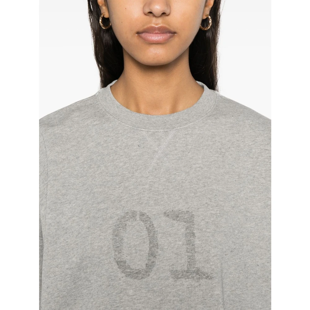 Semicouture Grijze Sweater met Nummer Print Gray Dames