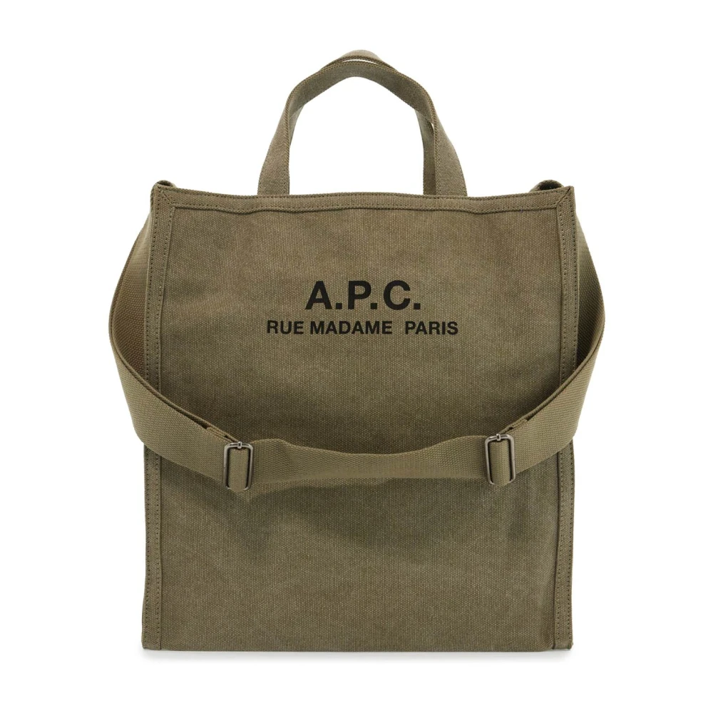 A.p.c. Canvas Shopping Bag met Logo Print Green Dames