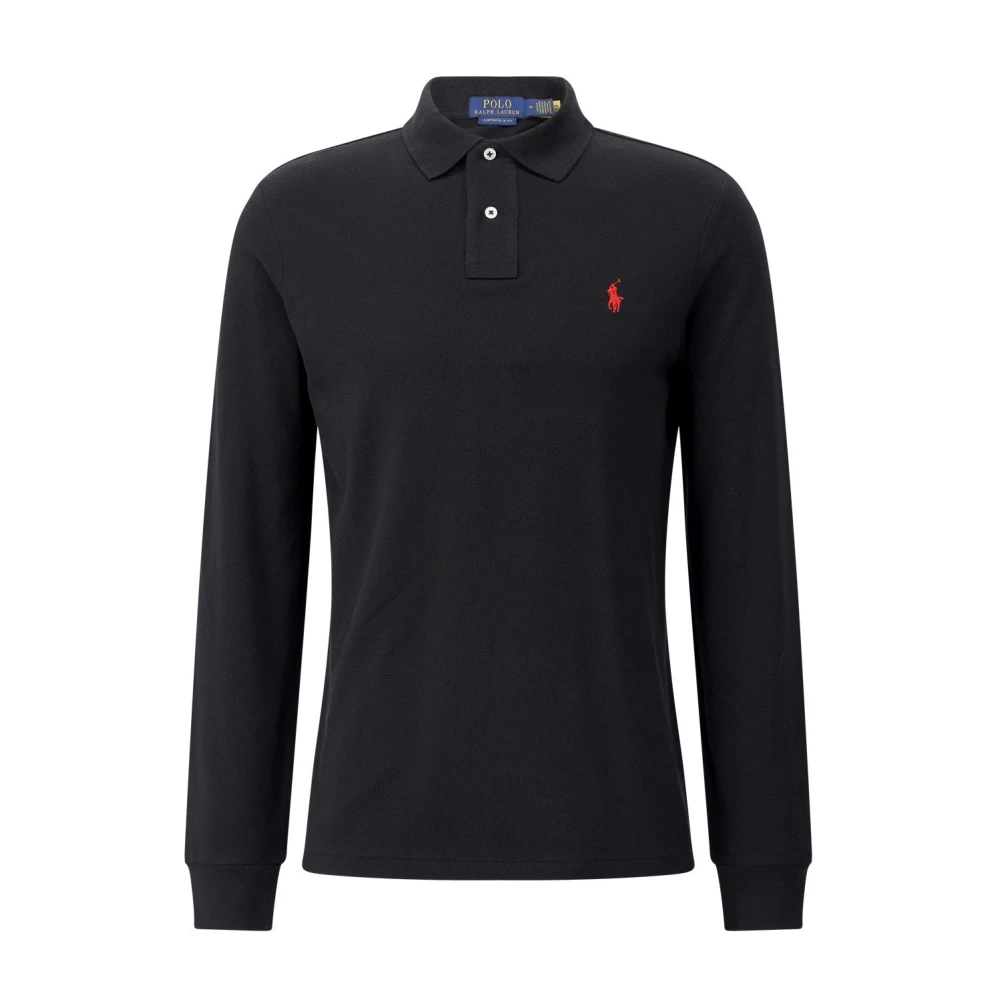 Polo Ralph Lauren Uomo Nero Polo A Manica Lunga Con Logo