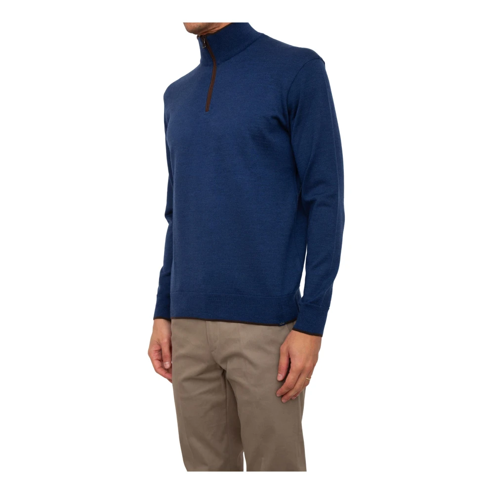 PAUL & SHARK Blauwe Wol Zip-Up Sweater Blue Heren