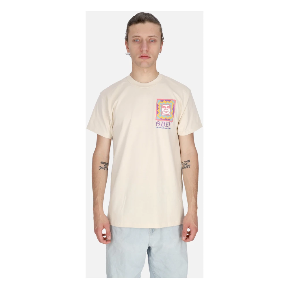 Obey Throwback Classic Tee Cream T-Shirt Beige Heren