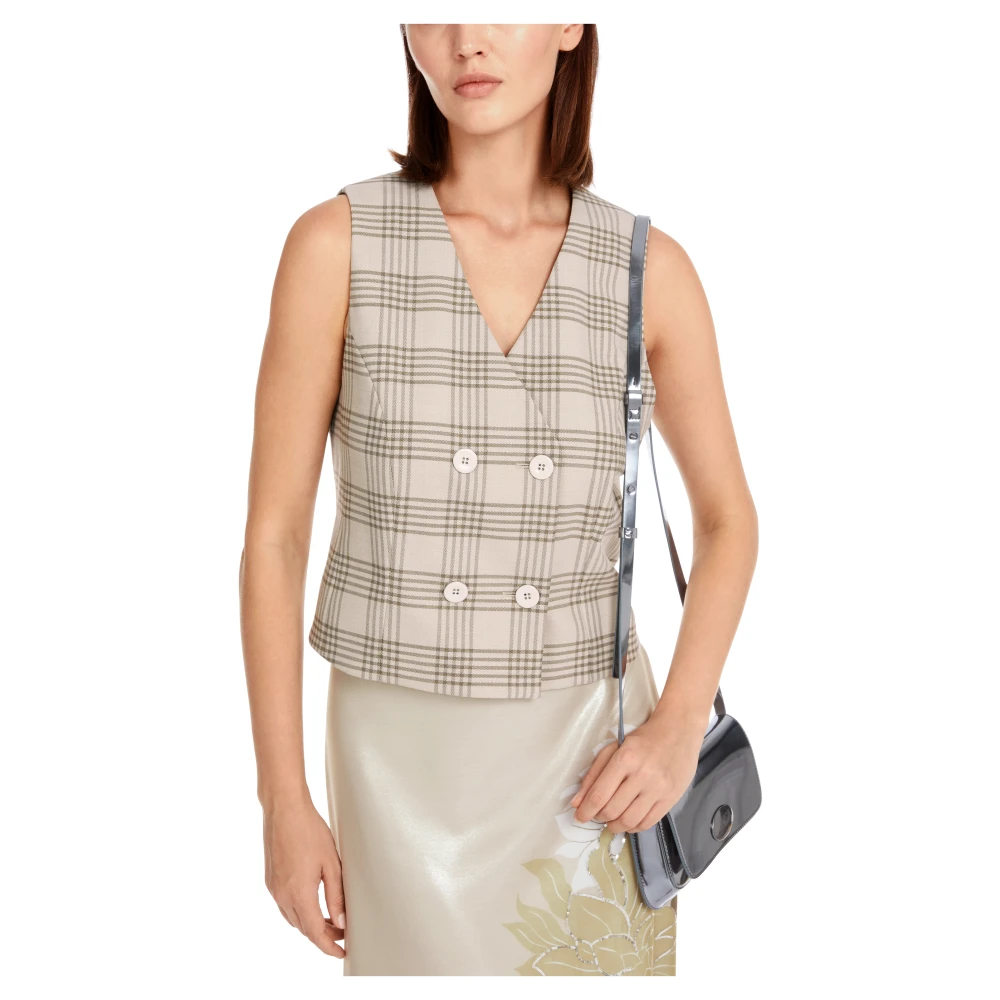 Marc Cain Geruite vest met Lurex-details Green Dames