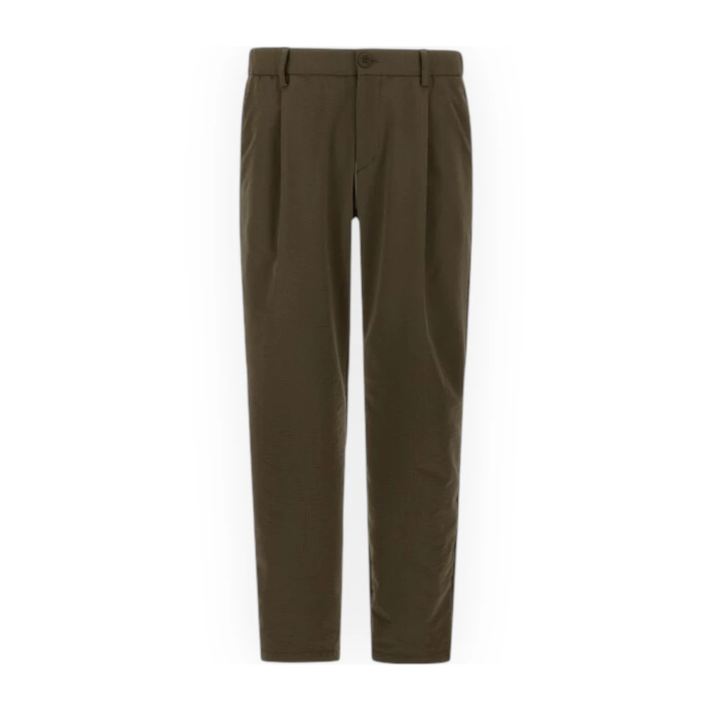 Herno Men's Green Seersucker Straight-Leg Trousers