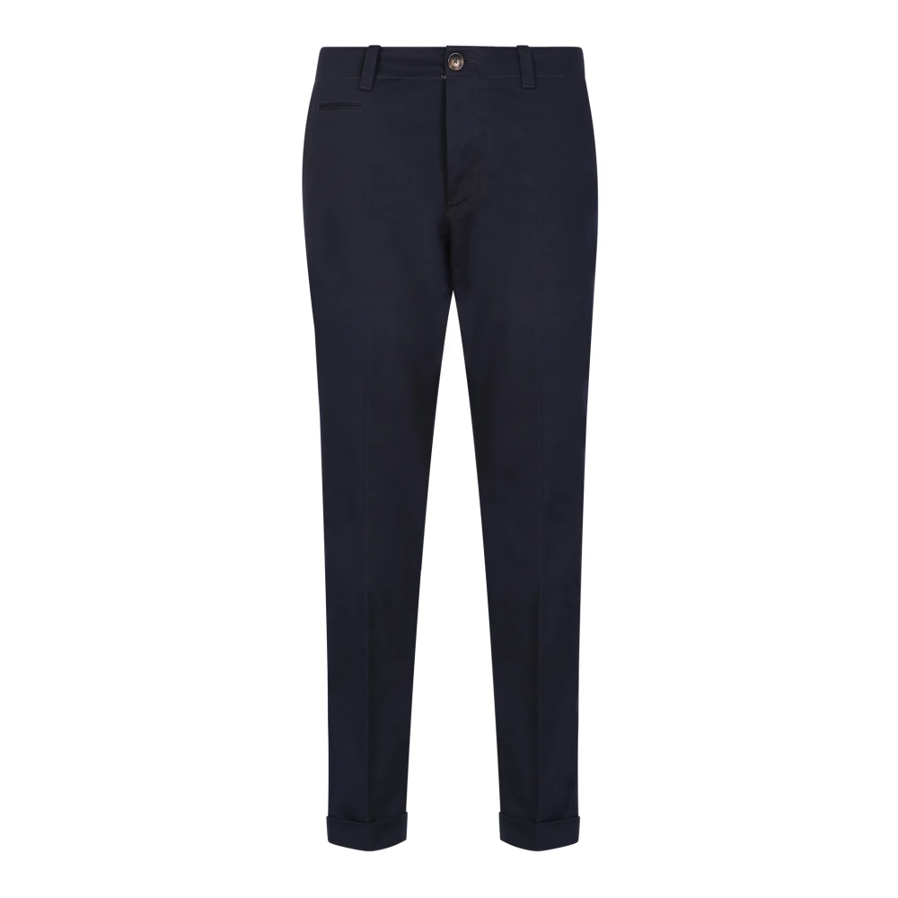 Pt Torino Men's Blue Chinos, W33, Green Cotton Trousers With Buckle Detail