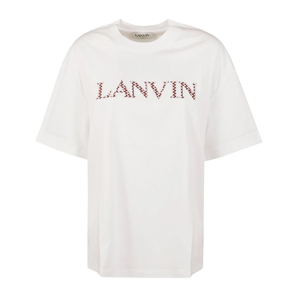 Lanvin Geborduurd Curb T-shirt White Dames