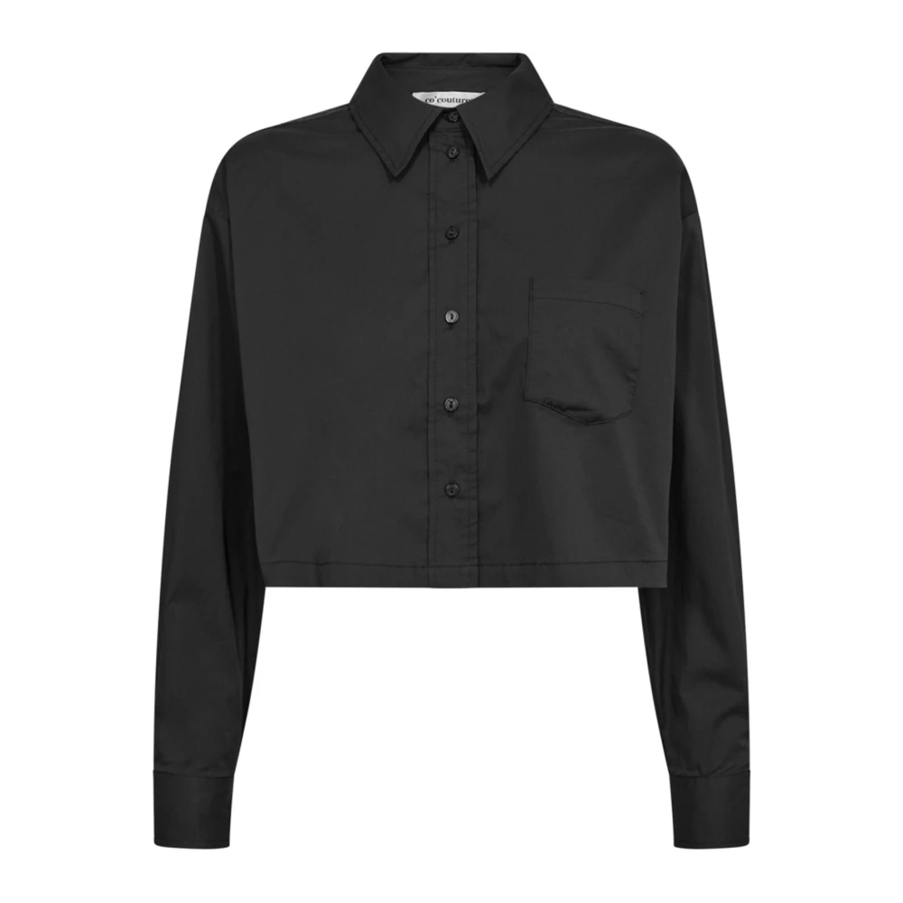 Co'Couture Zwarte Cottoncc Crisp Crop Shirt Blouse Black Dames