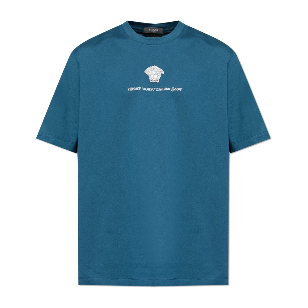 Versace Hombre Azul - Camiseta Bordada Medusa Milano - Tops - 2XL