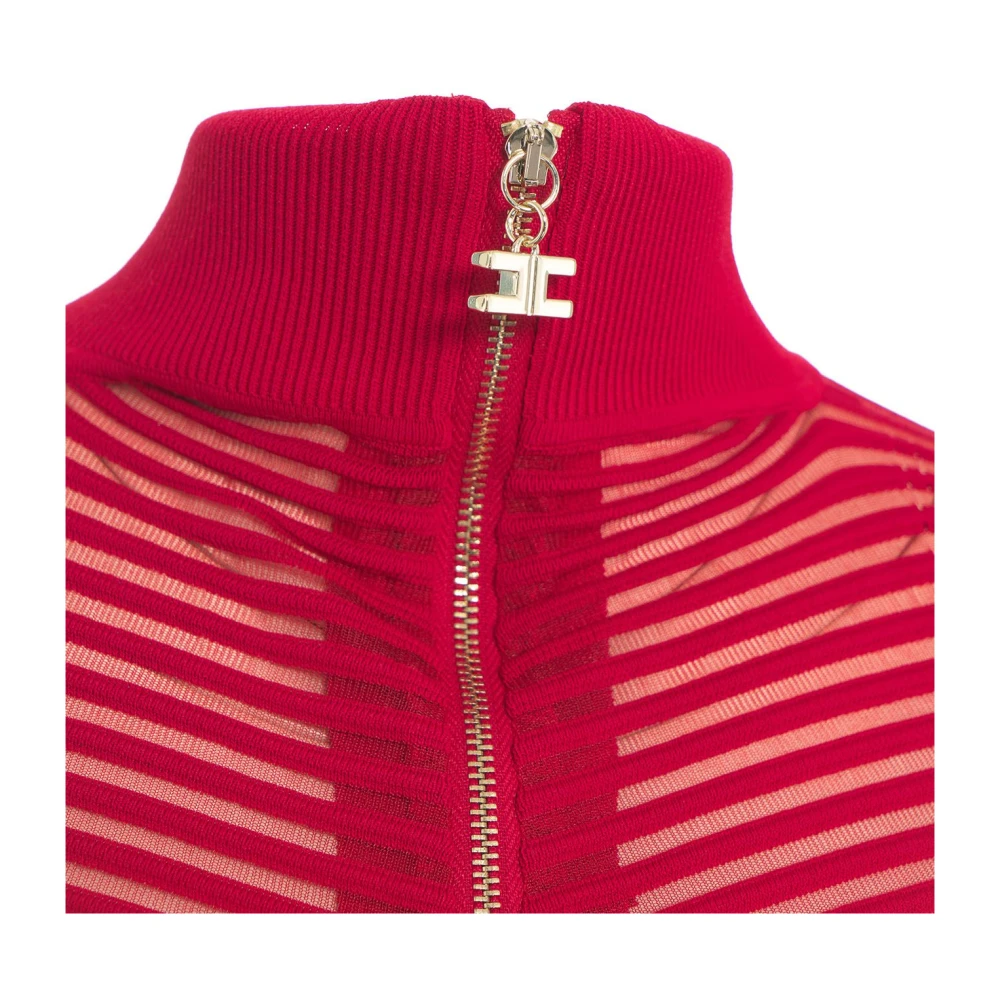 Elisabetta Franchi Viscose jurk met Chevron Motif Red Dames