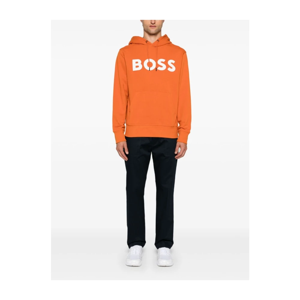 Boss Orange Logo Print Hoodie van Katoen Orange Heren