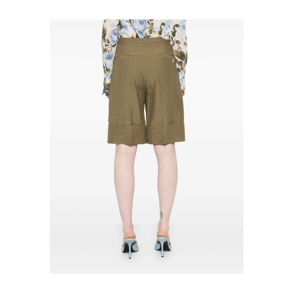 Blugirl Groene Shorts met Omgeslagen Manchetten Green Dames