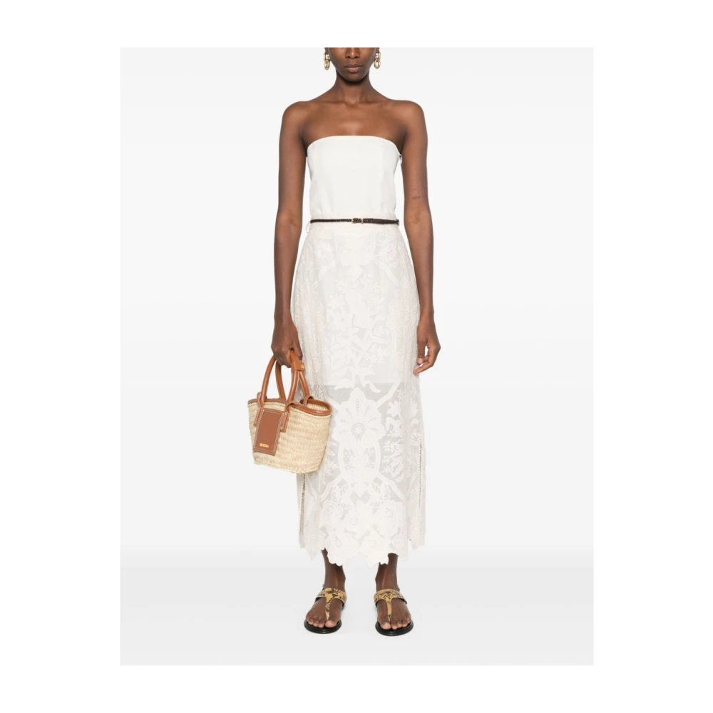 Zimmermann Bloemen Jacquard Hoge Taille Rok Beige Dames