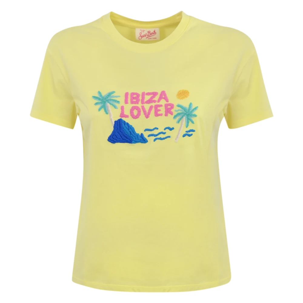 MC2 Saint Barth Gele Geborduurde T-shirt Ibizia Lover Yellow Dames