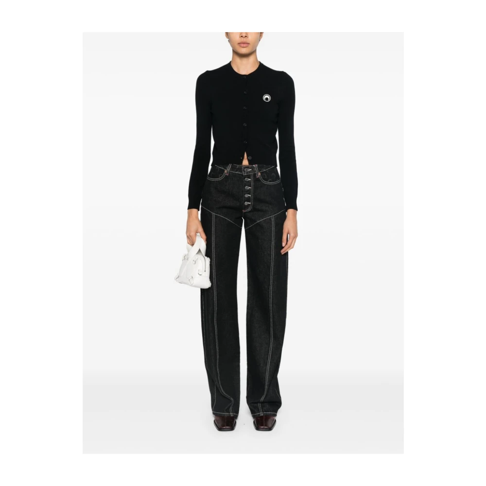 Marine Serre Zwarte Halve Maan Sweater Black Dames