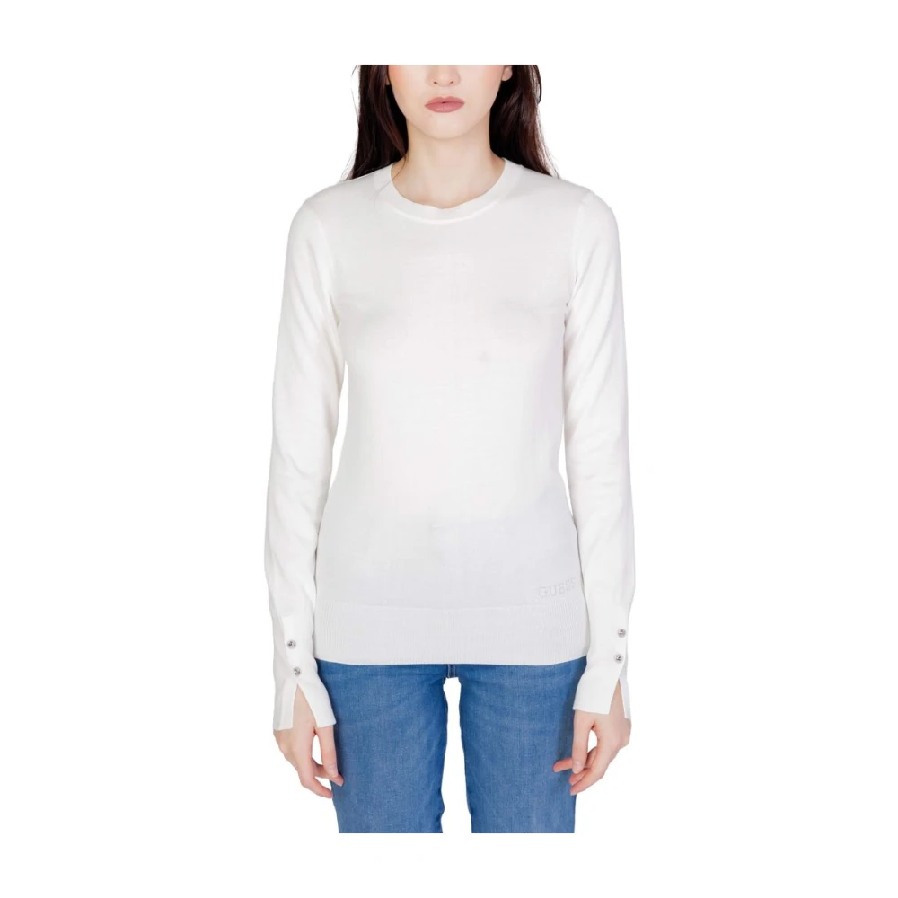 Guess , Round-Neck Knitwear, Female, White, 2XL, Elinor Jumper