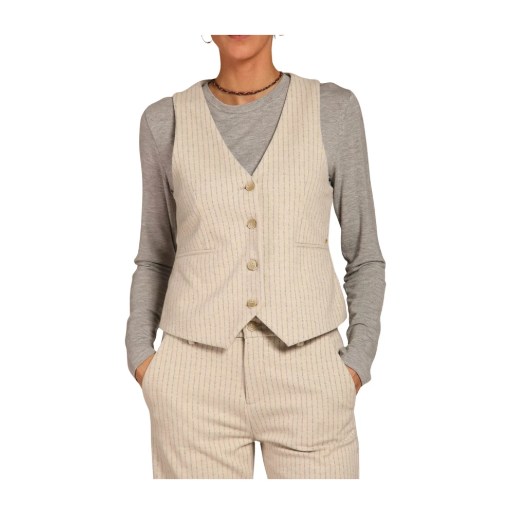 Mason's Gestreept jersey gilet Ellen Beige Dames
