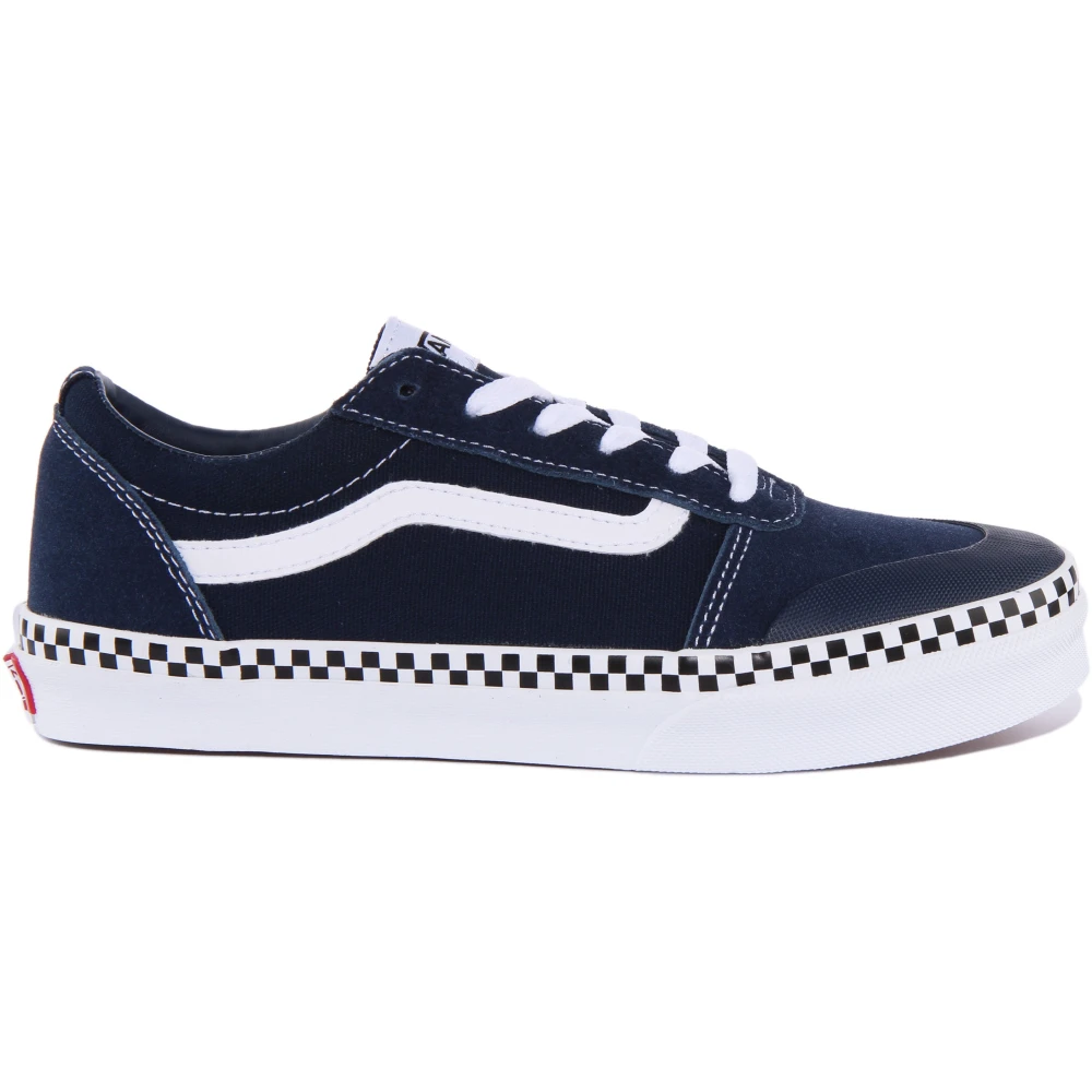 Vans Women's Blue Sneakers, 2 Uk, Checkerboard Sneaker Navy Youth