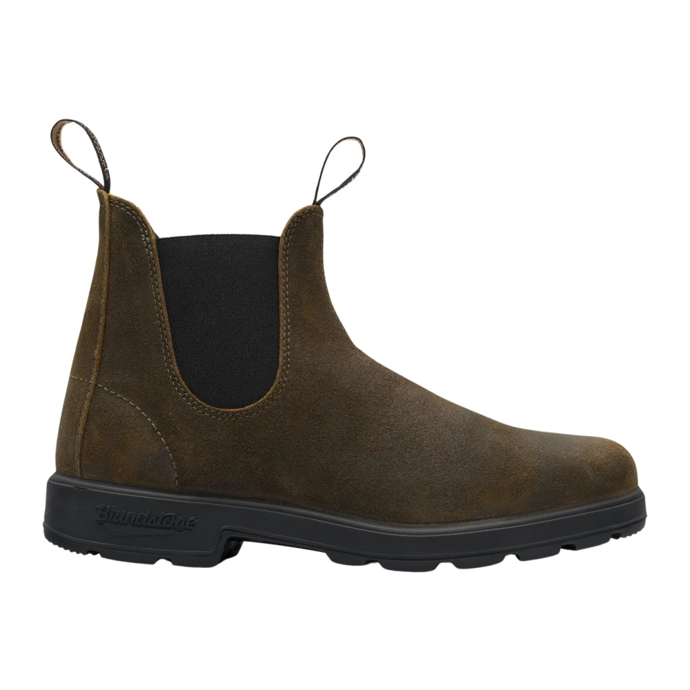 Blundstone Chelsea-boots i mörk olivgrön vaxad mocka Green, Herr