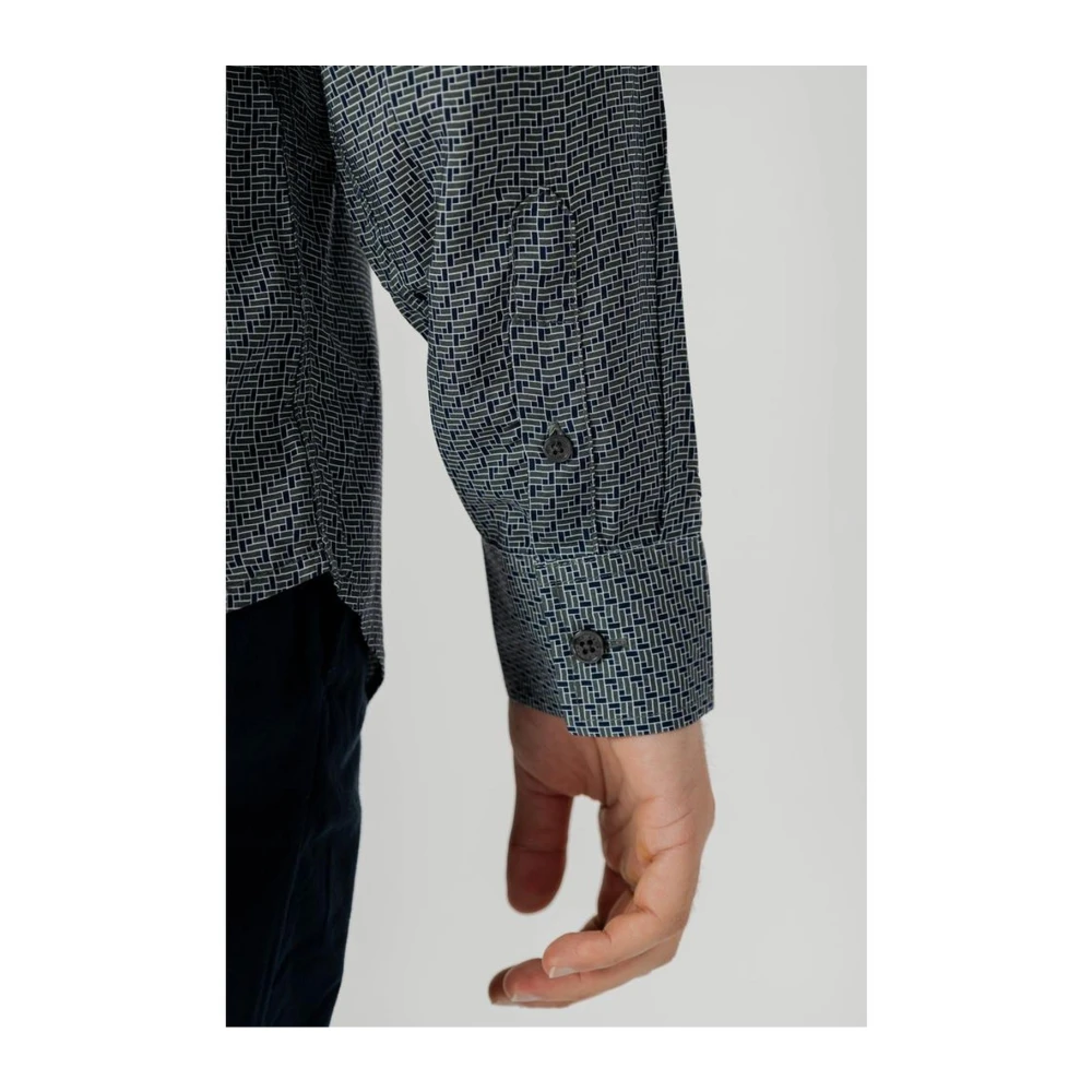 Armani Exchange Viscose Lange Mouw Shirt Collectie Lente Zomer Gray Heren