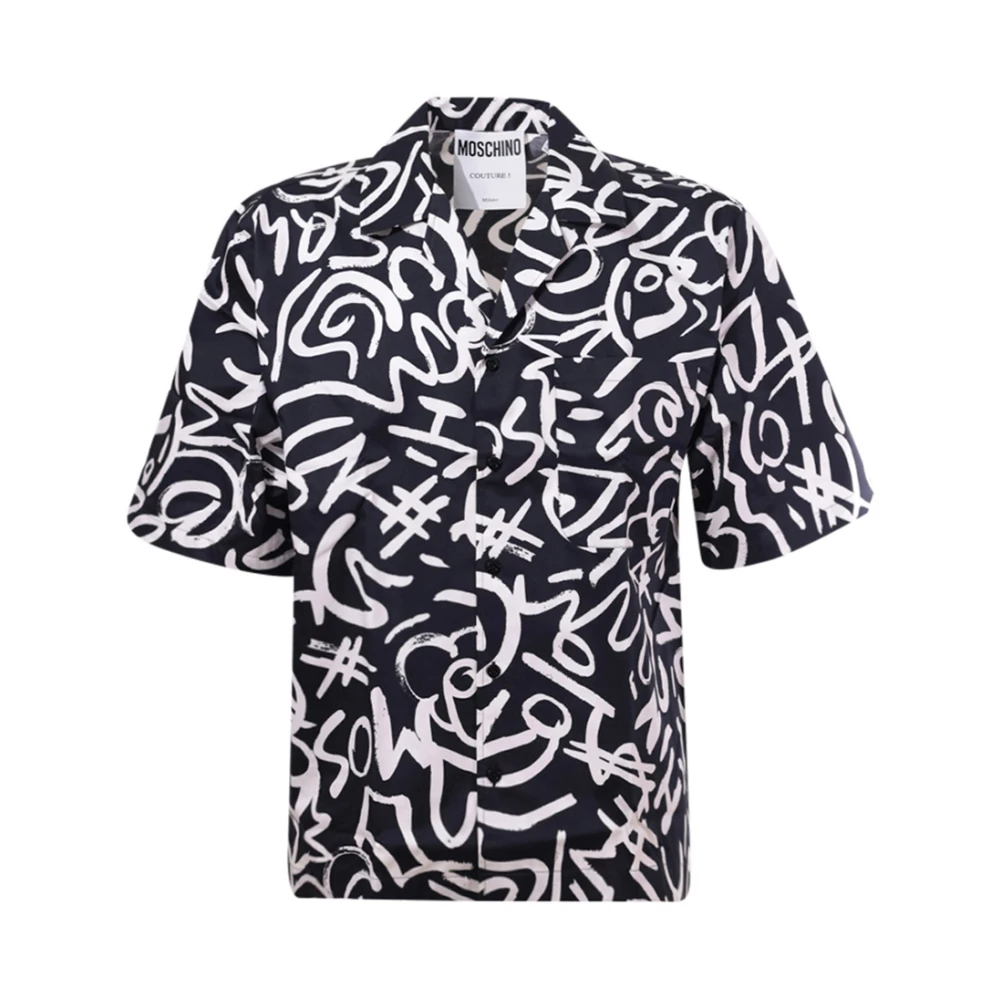 Moschino Zwarte Krabbelprint Shirt Multicolor Heren