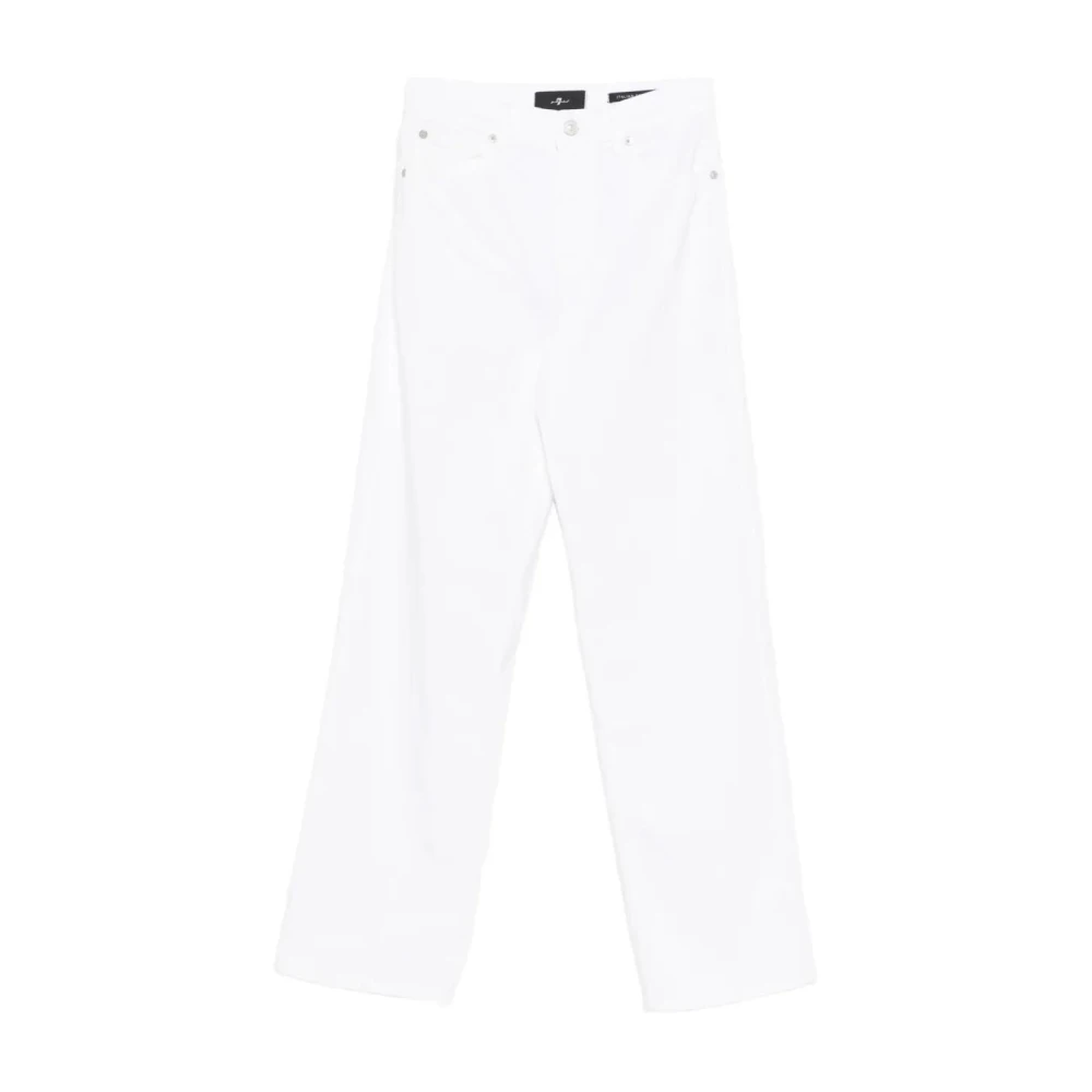 7 For All Mankind Women's White Straight Fit Jeans, W29, Stovepipe Soleil Straight Jeans