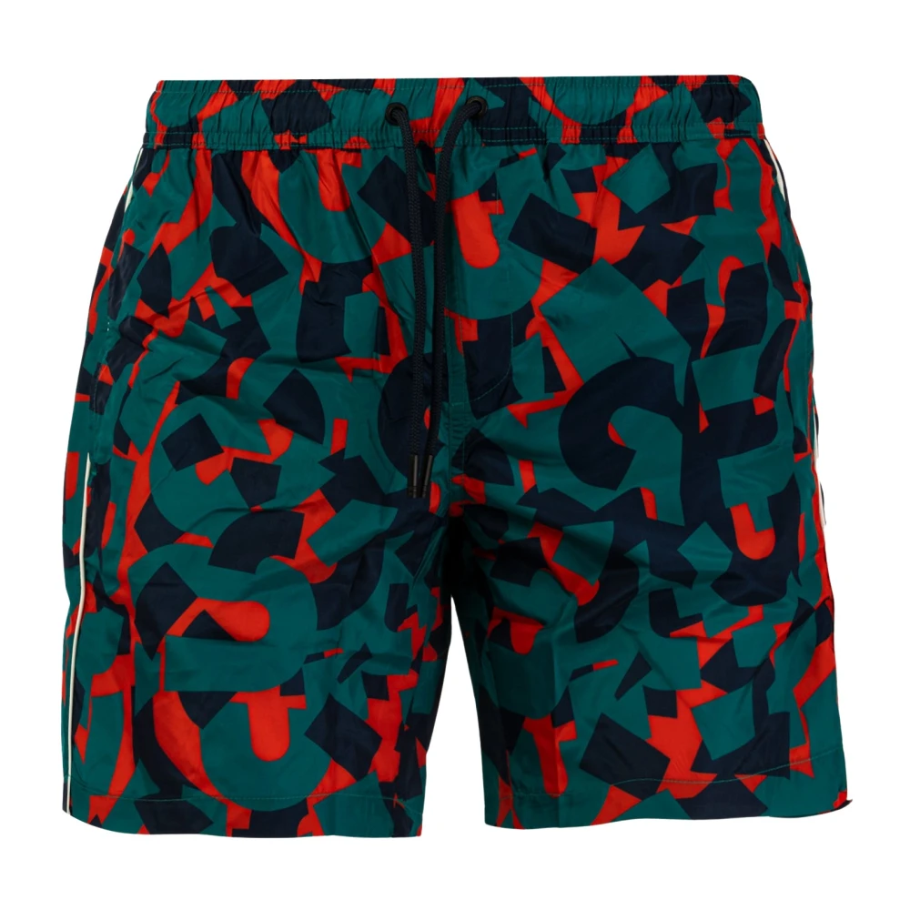 Bikkembergs Oranje Strand Boxershorts voor Mannen Multicolor Heren