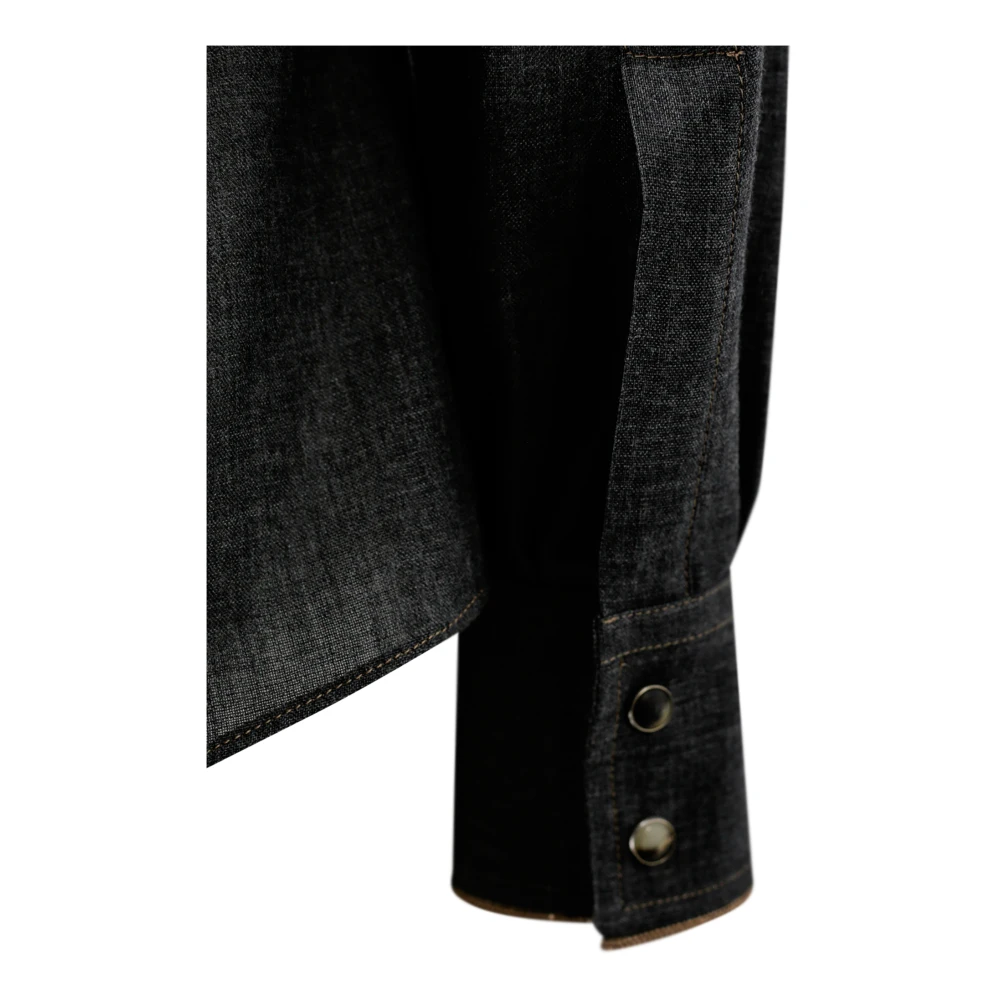 BRUNELLO CUCINELLI Grijze Wollen Shirt Monili Detail Gray Dames
