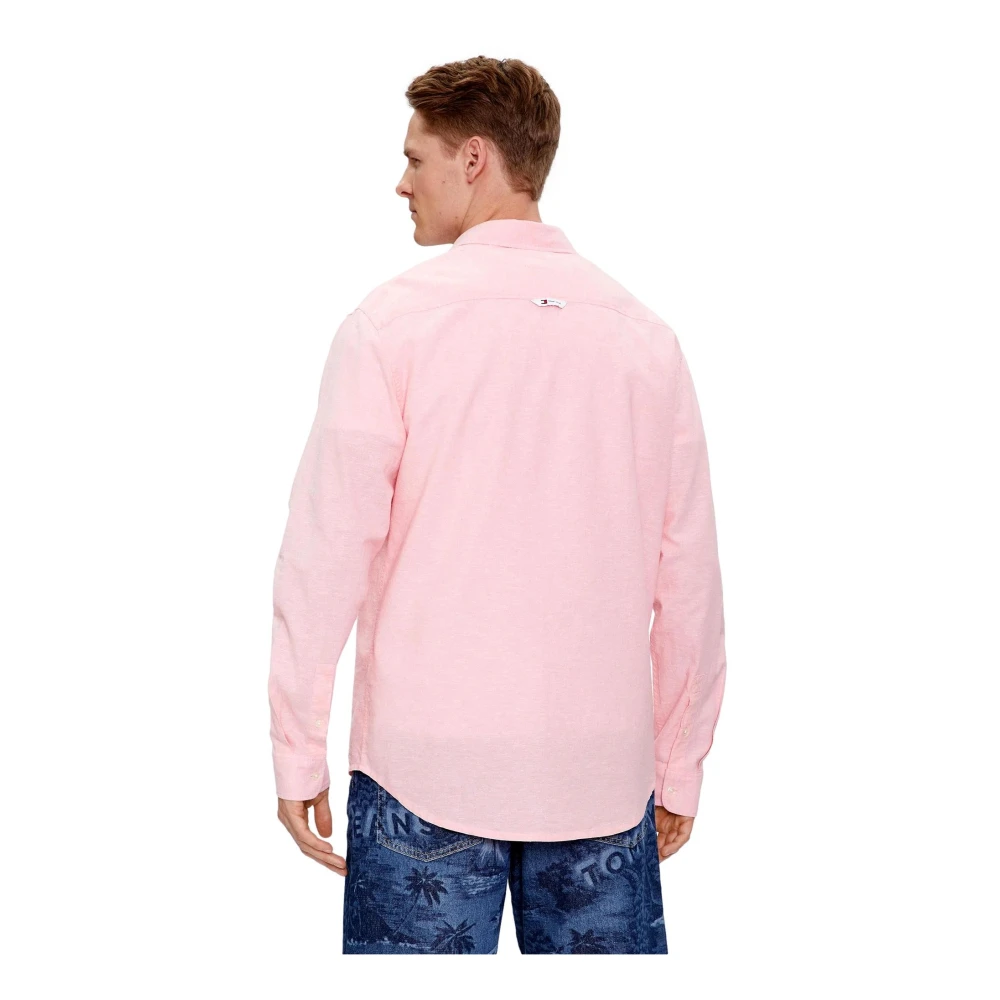 Tommy Jeans Heren Linnen Blend Shirt Pink Heren
