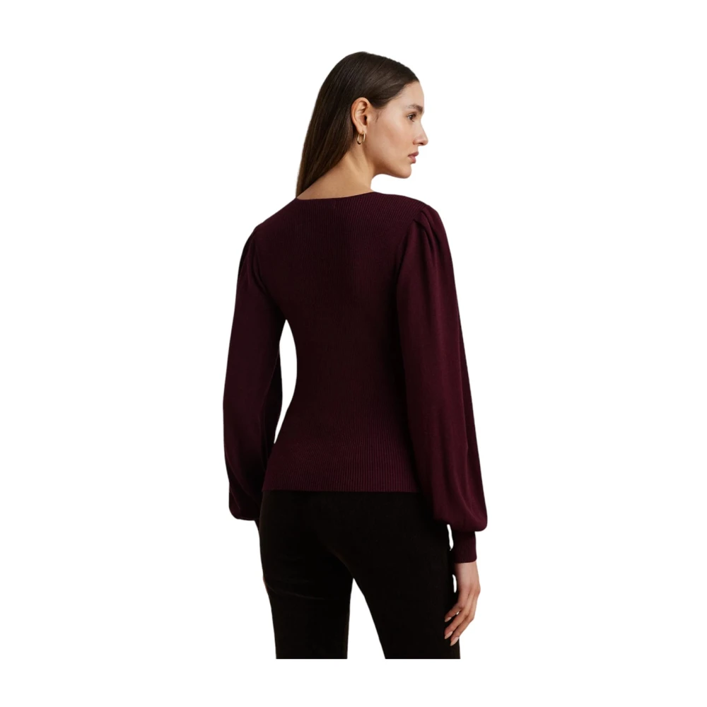 Ralph Lauren V-hals Gebreide Trui Purple Dames