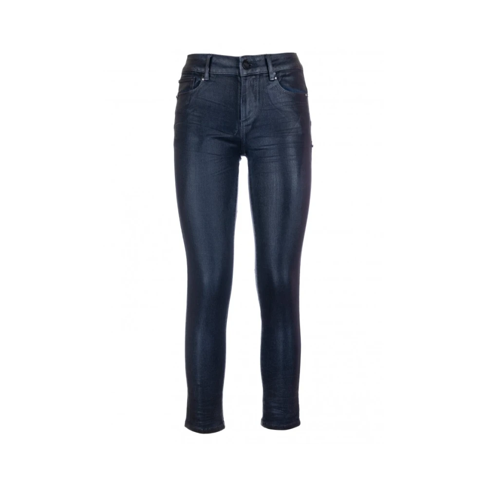 Fracomina Coated Denim Skinny Jeans met Push-Up Effect Blue Dames