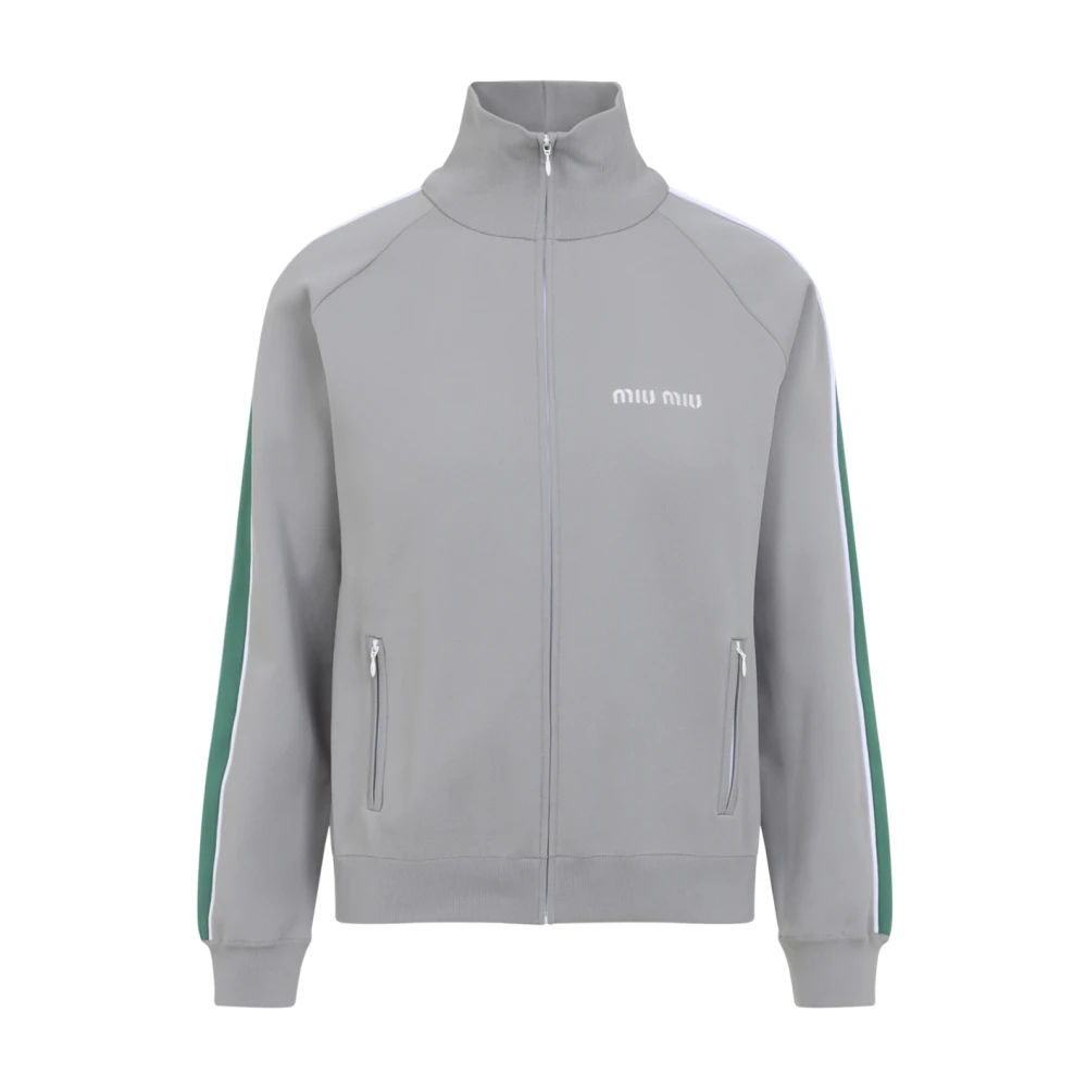 Miu Miu Women's Gray Zip-Through Cardigan - Zip-Throughs - M - Sweatshirts & Hoodies