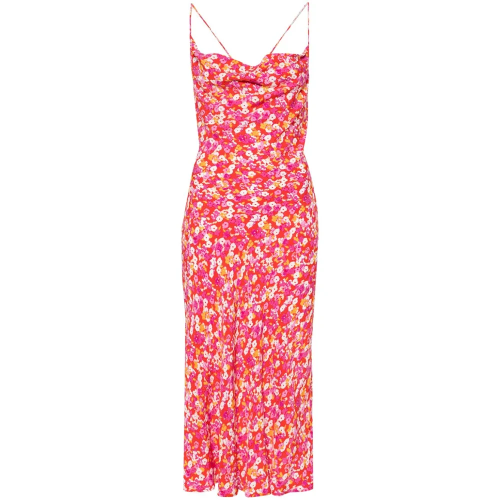 Rotate Birger Christensen Cowl Neck Spaghetti Strap Midi Jurk Multicolor Dames