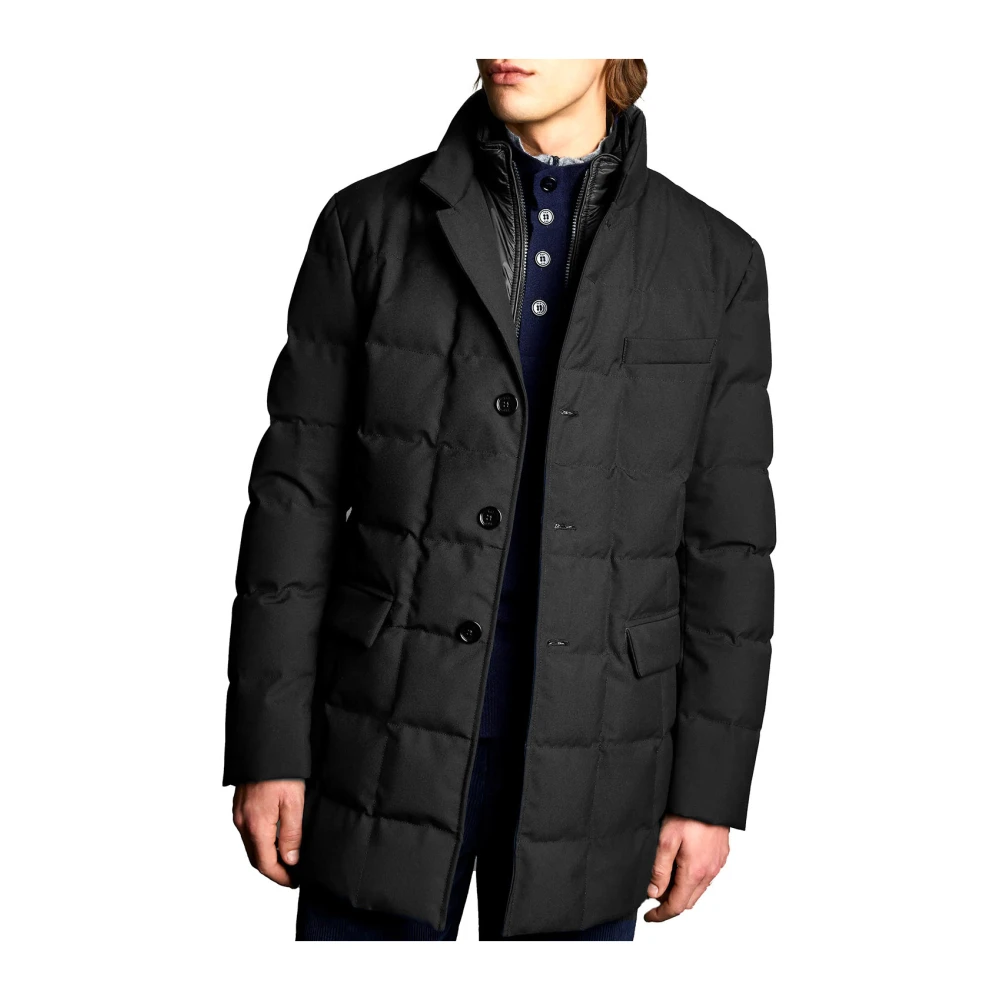 Fay Gewatteerde Geruite Wollen Jas Urban Stijl Black Heren