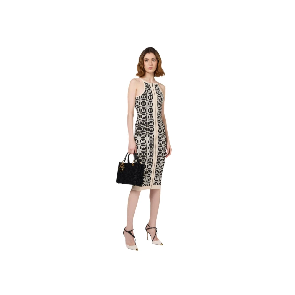 Elisabetta Franchi Gebreide Jurk Brown Dames