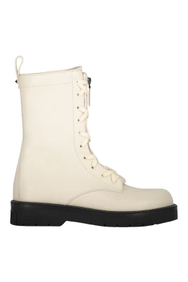 Calfskin Lace-up Boots with Zippers
