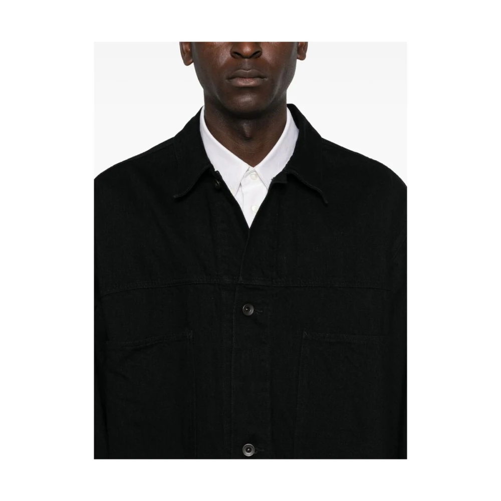 Studio Nicholson Zwarte Denim Jack met Klassieke Stijl Black Heren