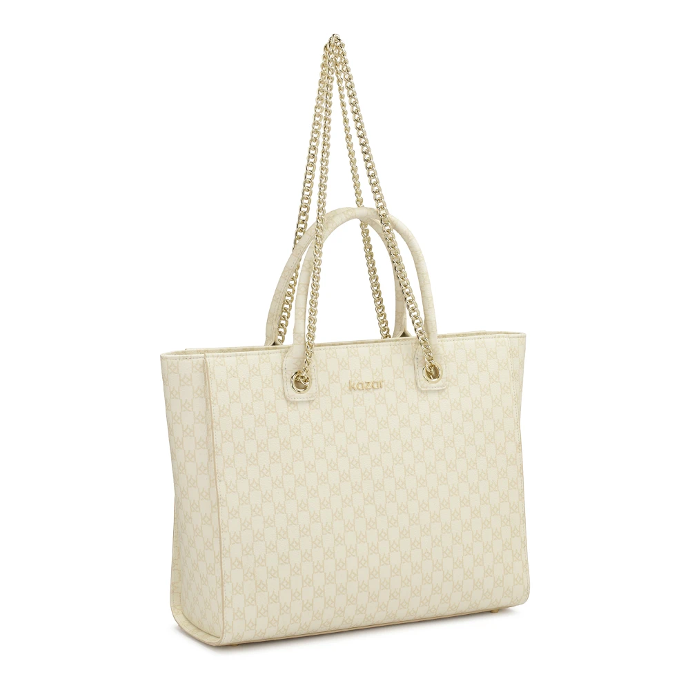 Kazar Grote handtas met handvatten en kettingen White Dames