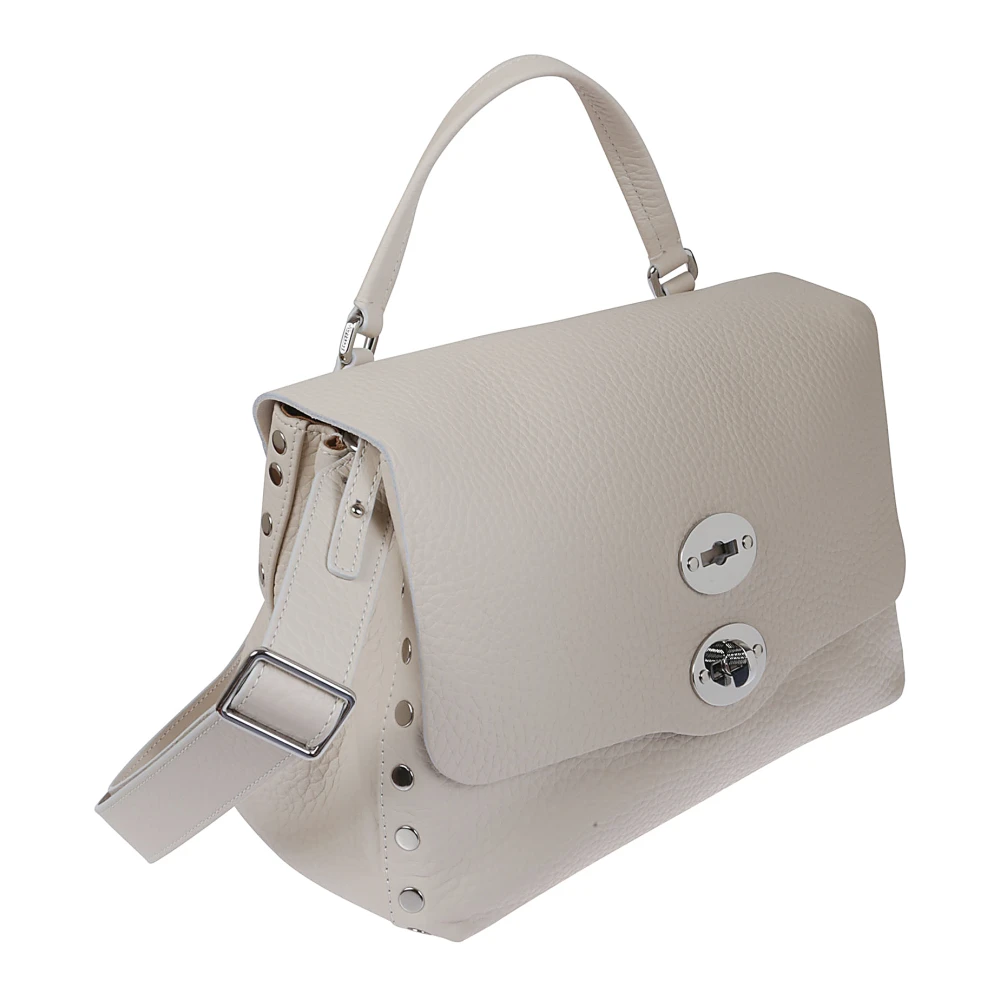 Zanellato Zwarte leren schoudertas met draaislot White Dames